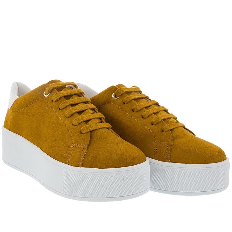 Tênis STZ Flatform Camurça Amarelo Mostarda - Outros Moda